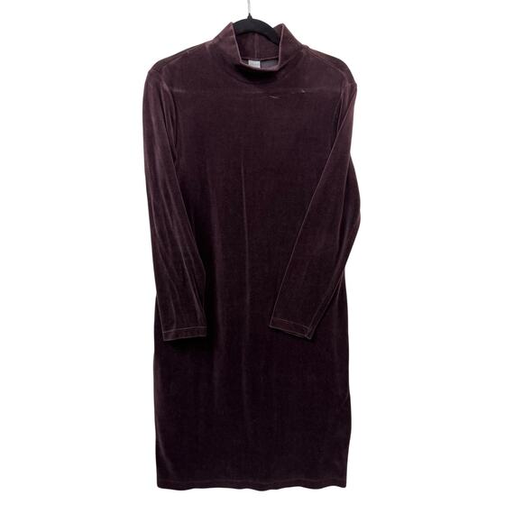 Lands' End Dresses & Skirts - VINTAGE Lands’ End Velour Long Sleeve Dress Size S Brown Velvet Party USA Goth